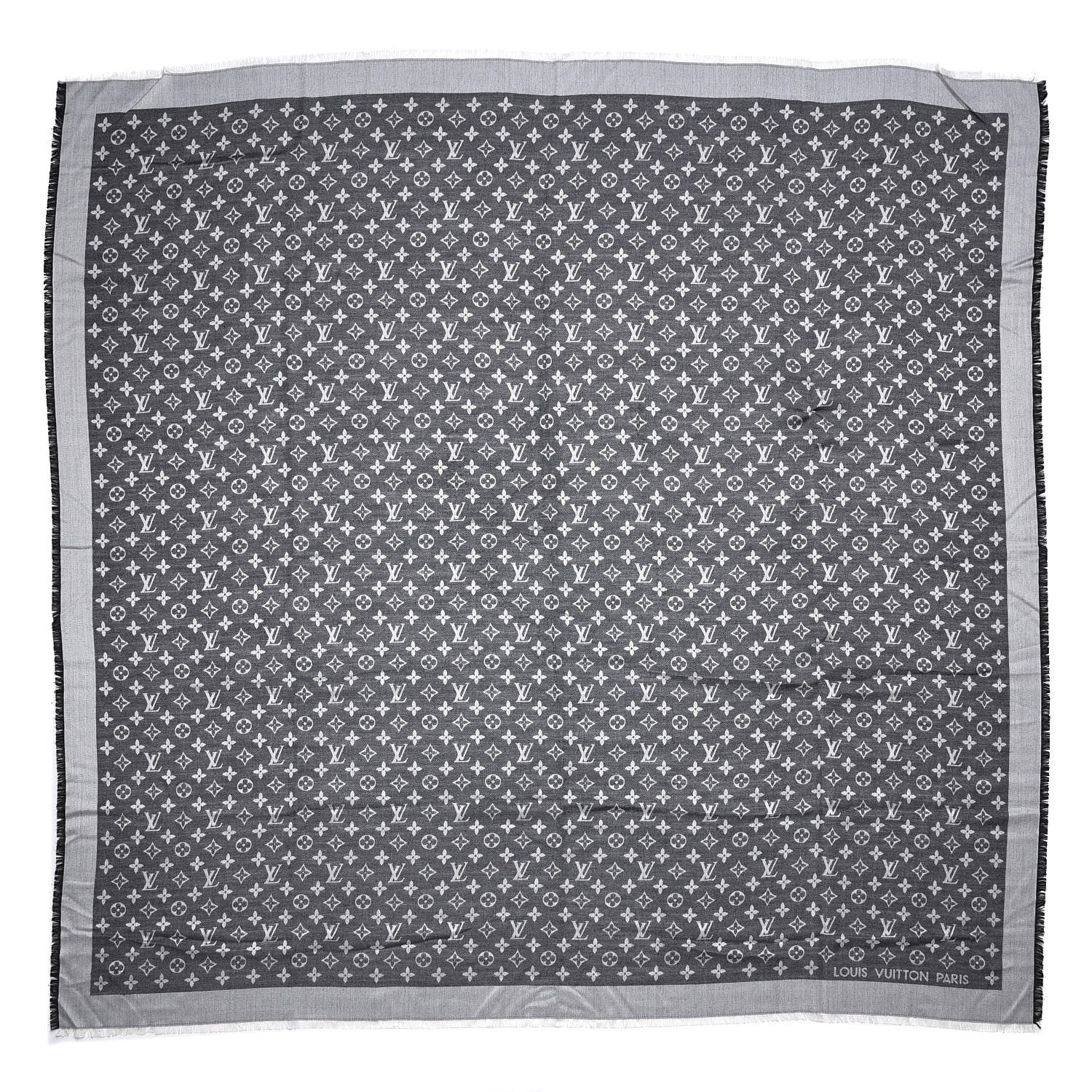 Louis Vuitton Wool Silk Monogram Denim Shawl Black 1 of 4