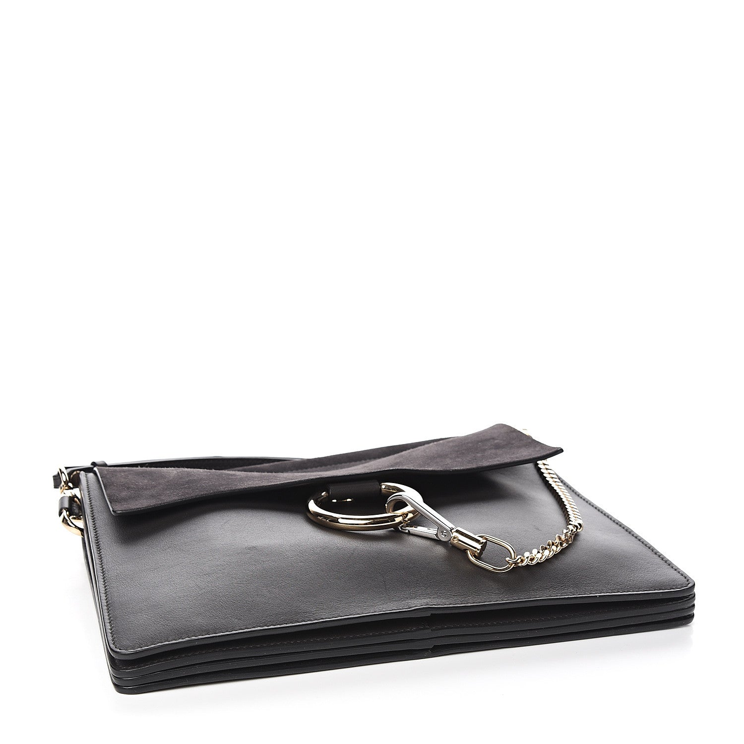 Chloe Suede Calfskin Medium Faye Shoulder Bag Carbon Grey 3 of 9
