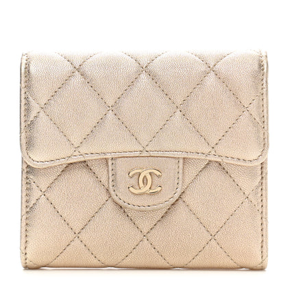 Chanel Metallic Lambskin Quilted Compact Flap Wallet Gold 1 of 8