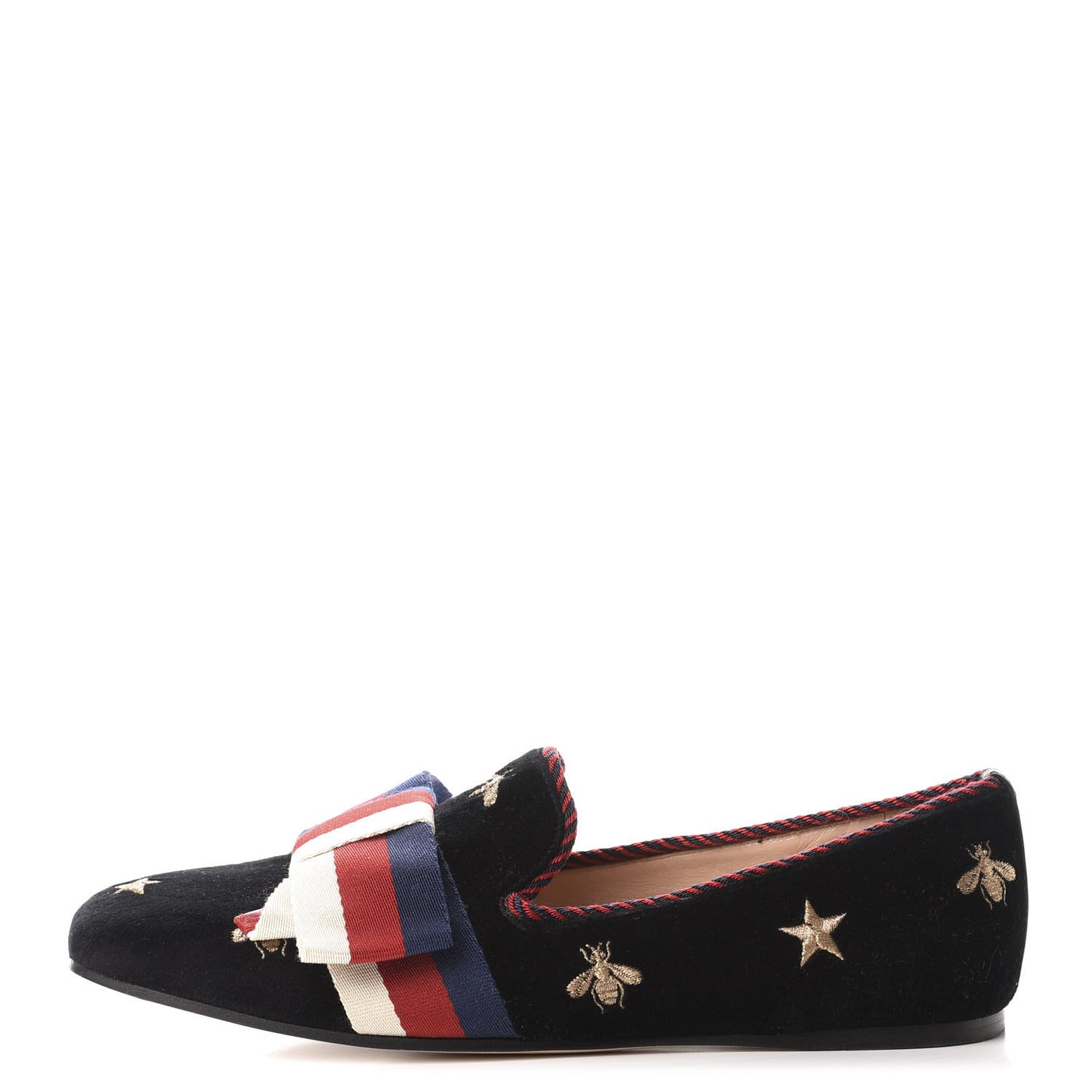 Velvet Bee Star Embroidered Sylvie Bow Loafers 37.5 Black