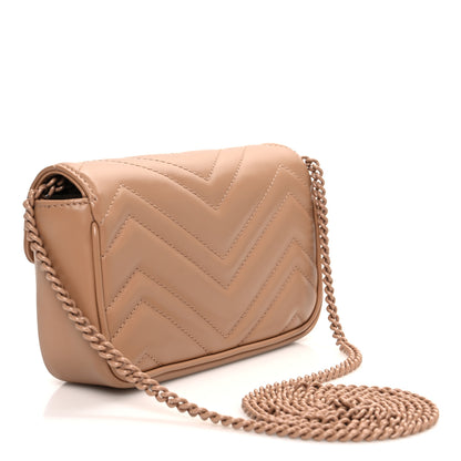 Gucci Calfskin Matelasse Monochrome Super Mini GG Marmont Shoulder Bag Camelia 3 of 11