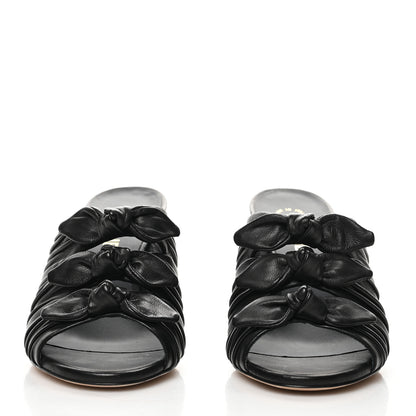 Chanel Calfskin Bows CC Mules 37.5 Black 2 of 8