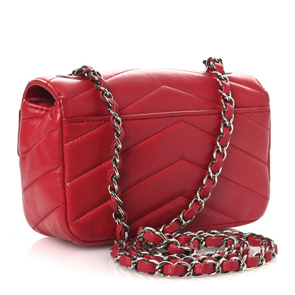 Chanel Caviar Chevron Quilted Small Single Flap Red 3 of 16