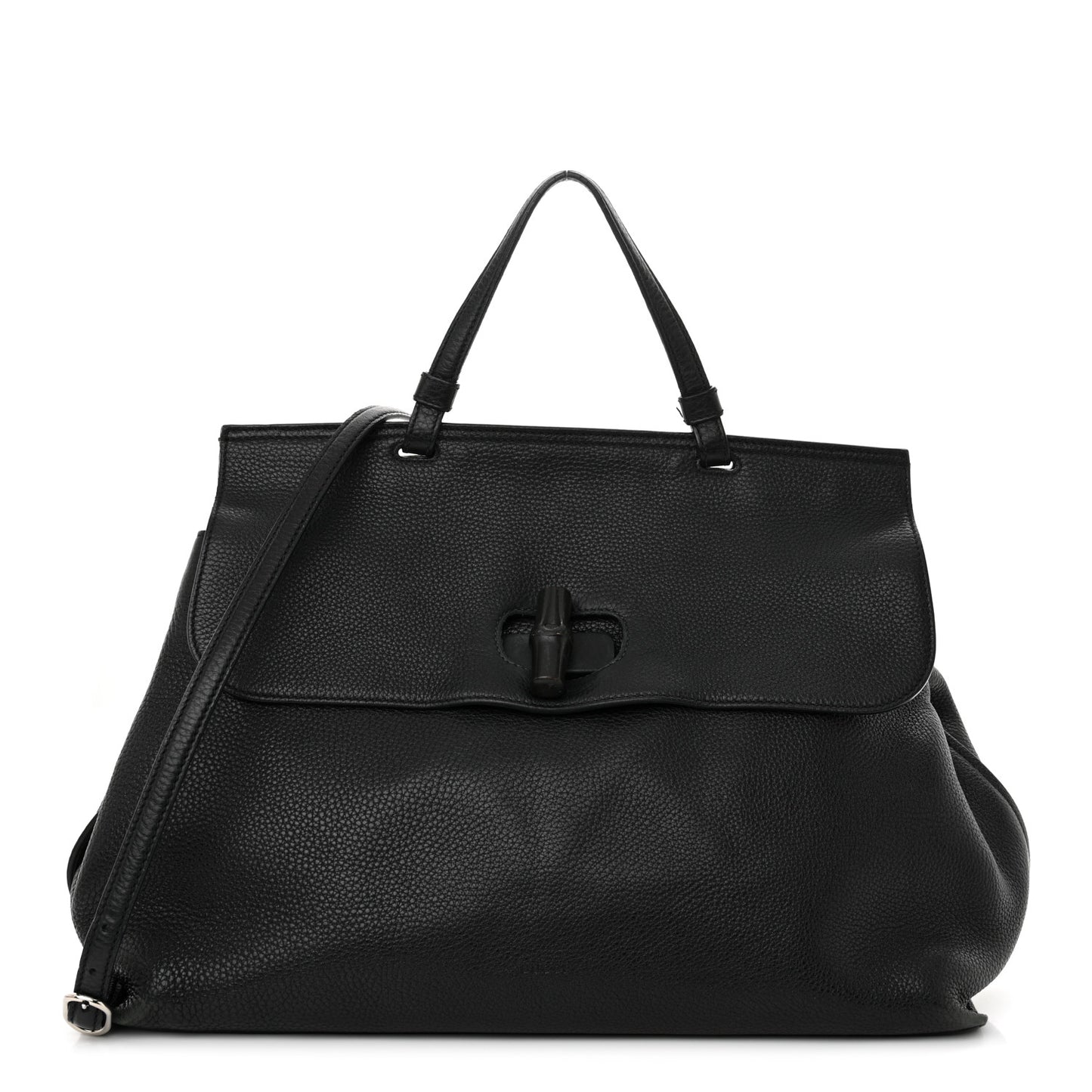 Cellarius Calfskin Large Bamboo Daily Top Handle Bag Black