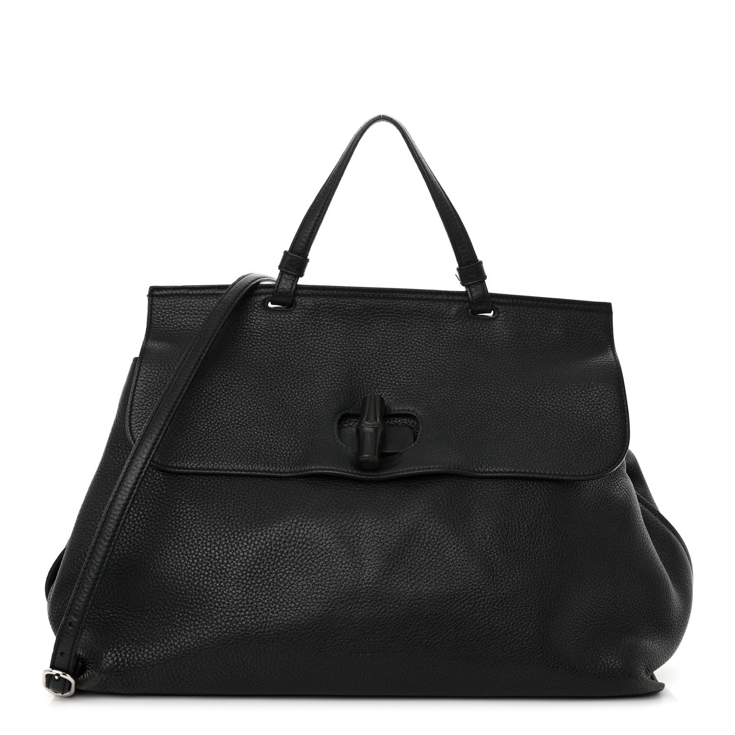 Gucci Cellarius Calfskin Large Bamboo Daily Top Handle Bag Black 1 of 15