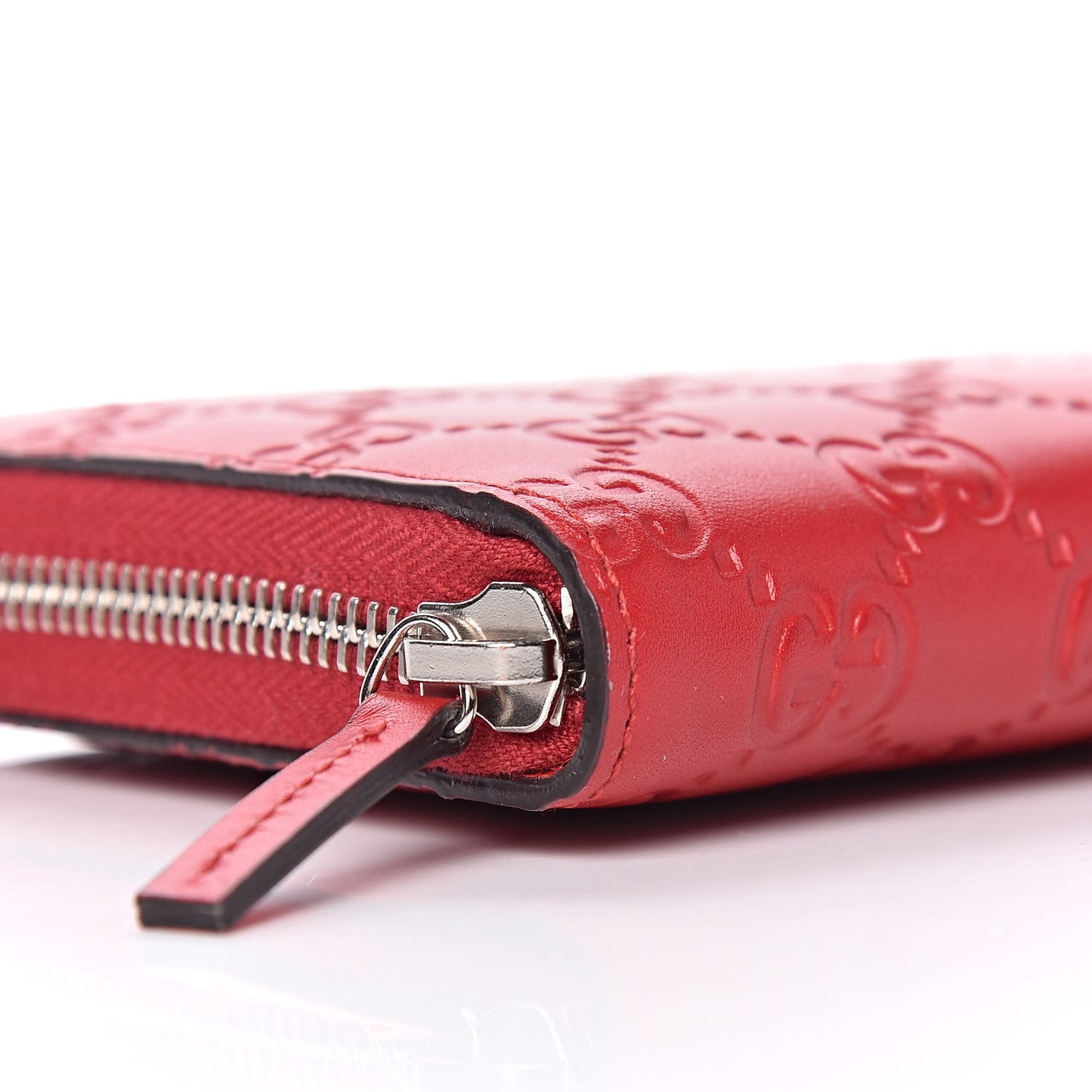 Guccissima Signature Zip Around Organizer Wallet Hibiscus Red