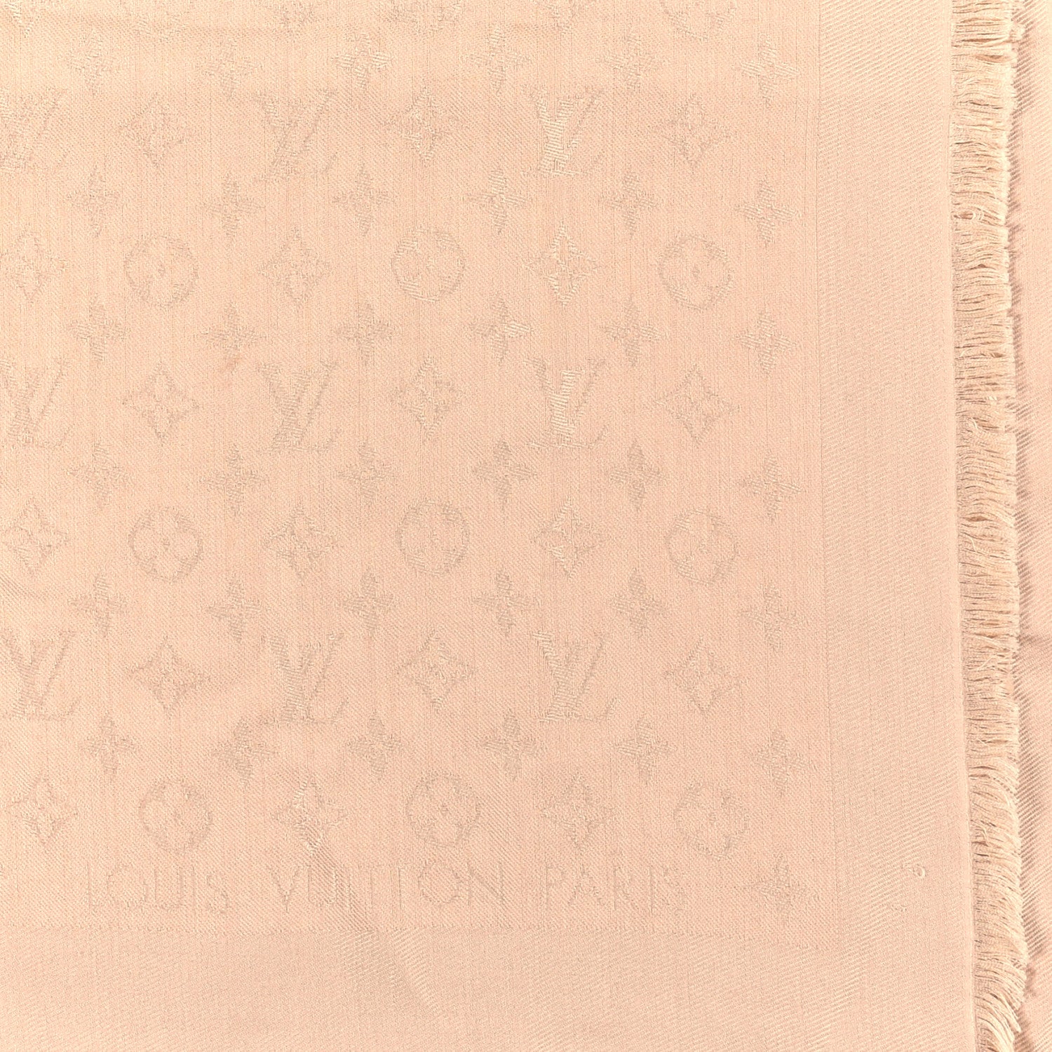 Louis Vuitton Silk Wool Monogram Shawl Beige 2 of 3