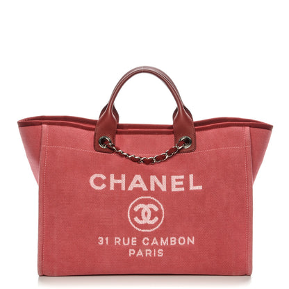 Chanel Canvas Large Deauville Tote Red 1 of 7