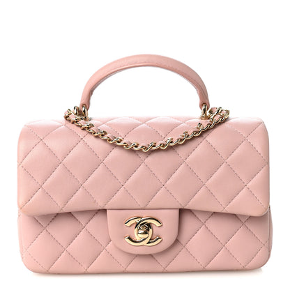Chanel Lambskin Quilted Mini Top Handle Rectangular Flap Pink 1 of 10