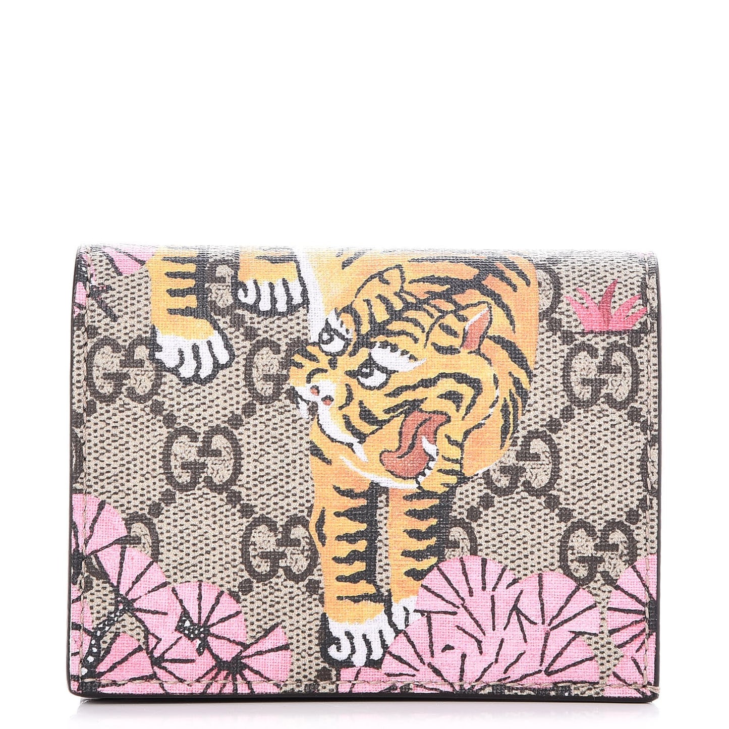 GG Supreme Monogram Bengal Card Case Beige Pink