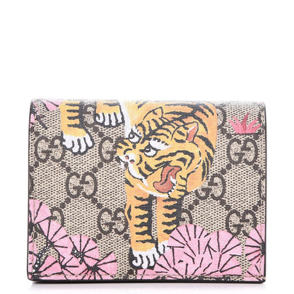 Gucci GG Supreme Monogram Bengal Card Case Beige Pink 1 of 8