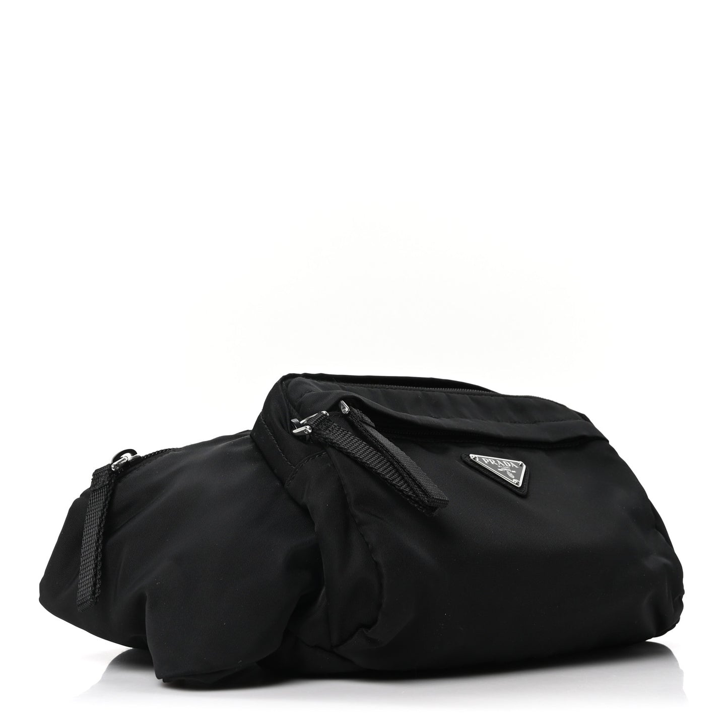 Tessuto Nylon Double Pocket Belt Bag Black