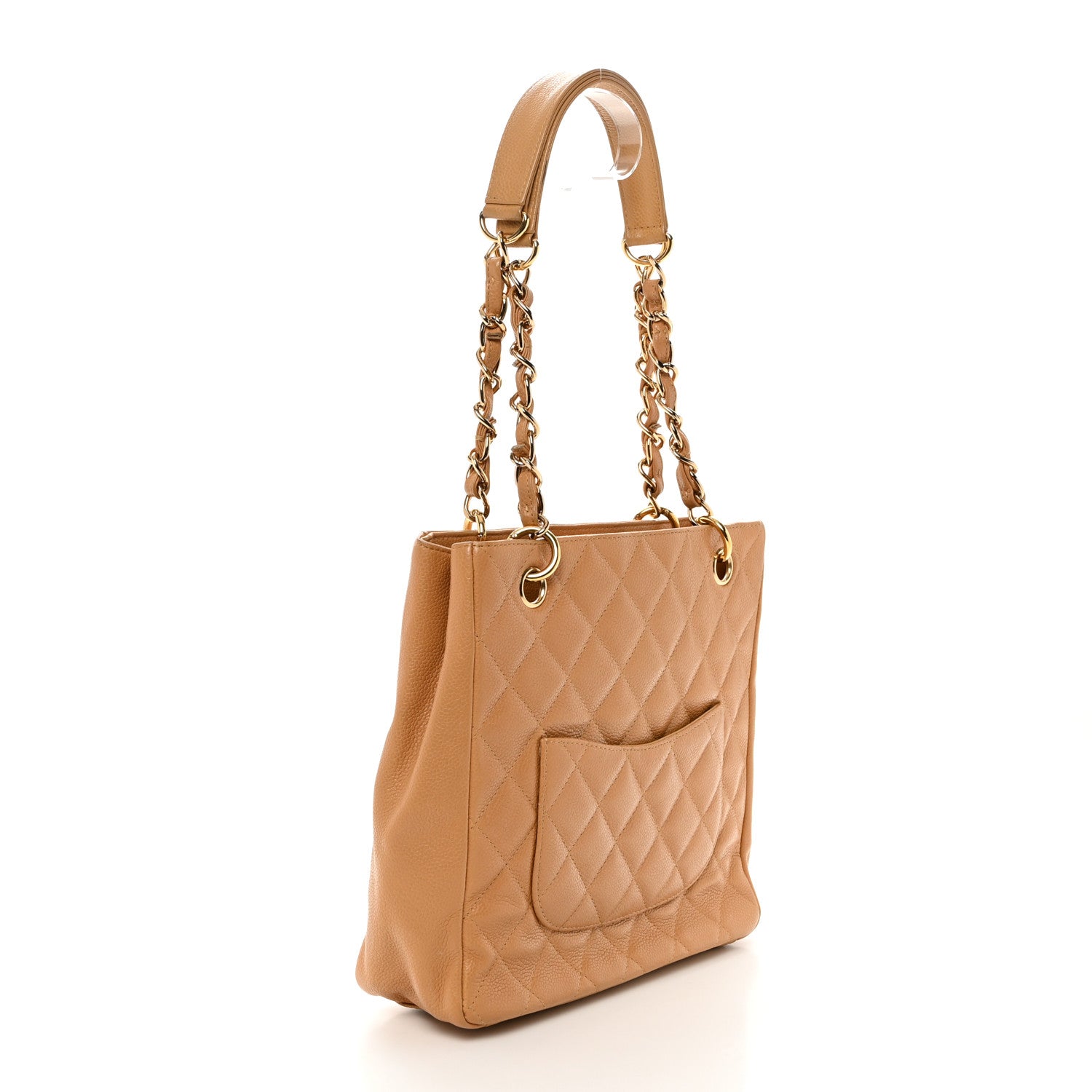 Chanel Caviar Quilted Petit Shopping Tote PST Dark Beige 4 of 14