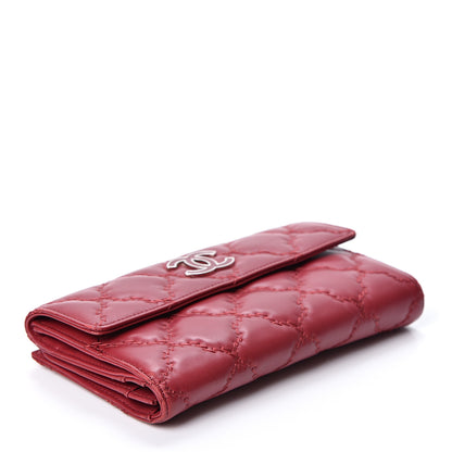 Chanel Calfskin Double Stitch Hamptons Flap Wallet Red 3 of 10