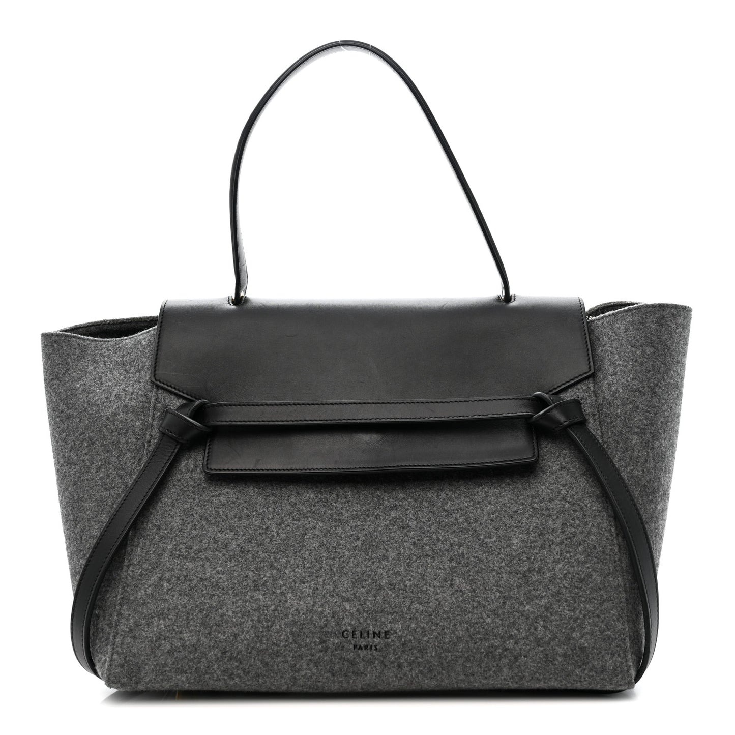 Felt Smooth Calfskin Mini Belt Bag Grey
