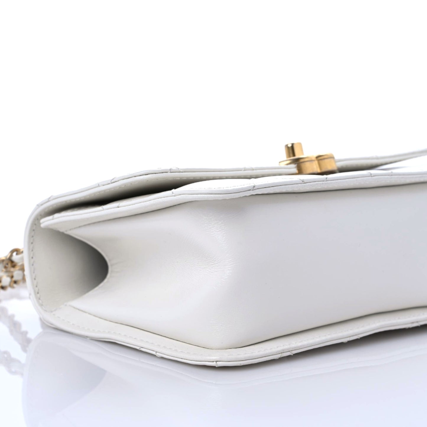 Calfskin Quilted Mini Perfect Fit Flap White