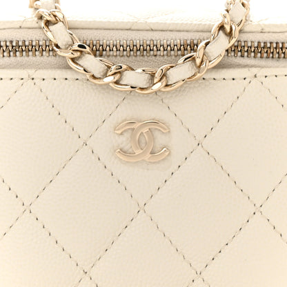 Chanel Caviar Quilted Mini Vanity Case With Chain White 8 of 10