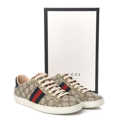 Gucci GG Supreme Monogram Womens Ace Low-Top Sneaker 38.5 Beige 10 of 10