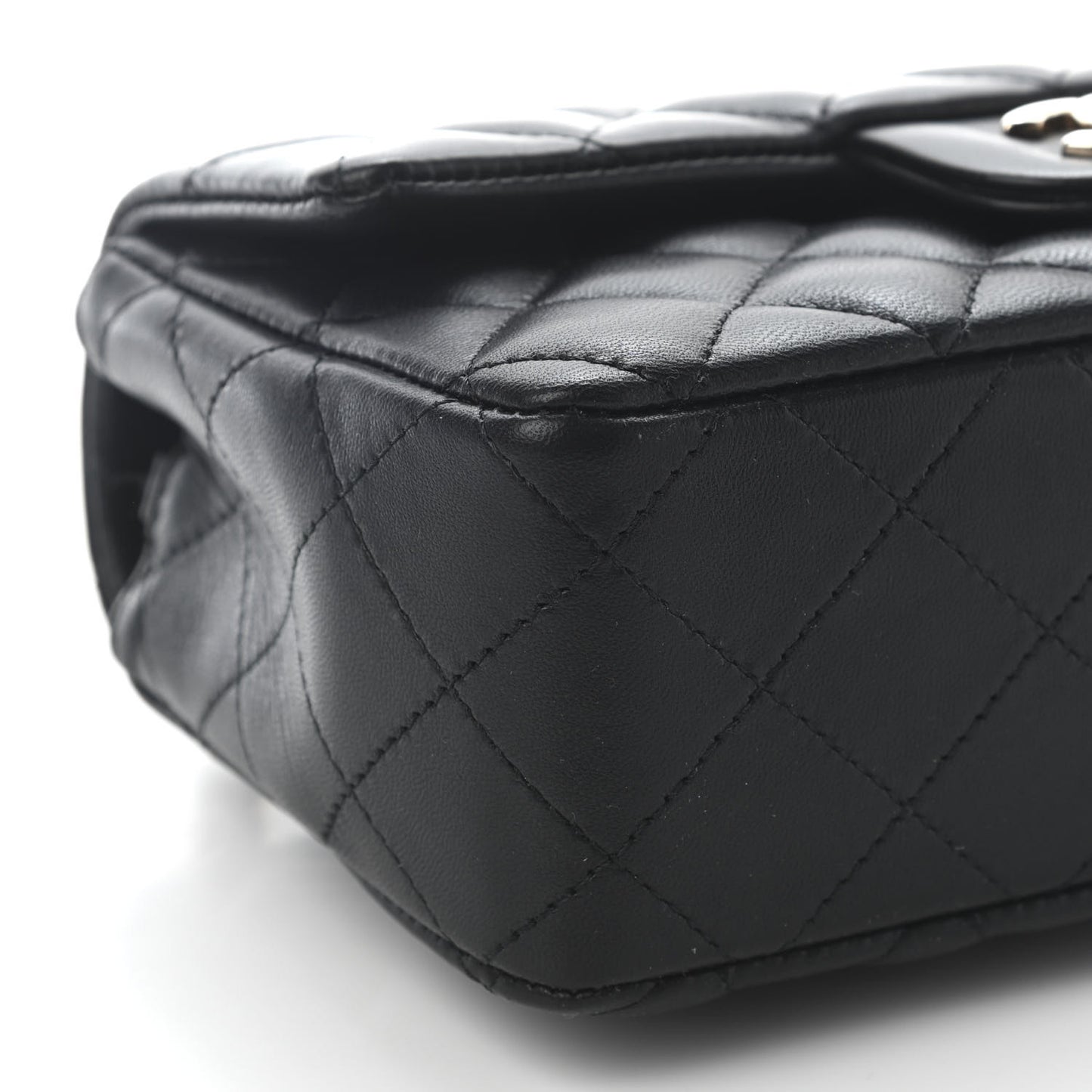 Lambskin Quilted Mini Rectangular Flap Black