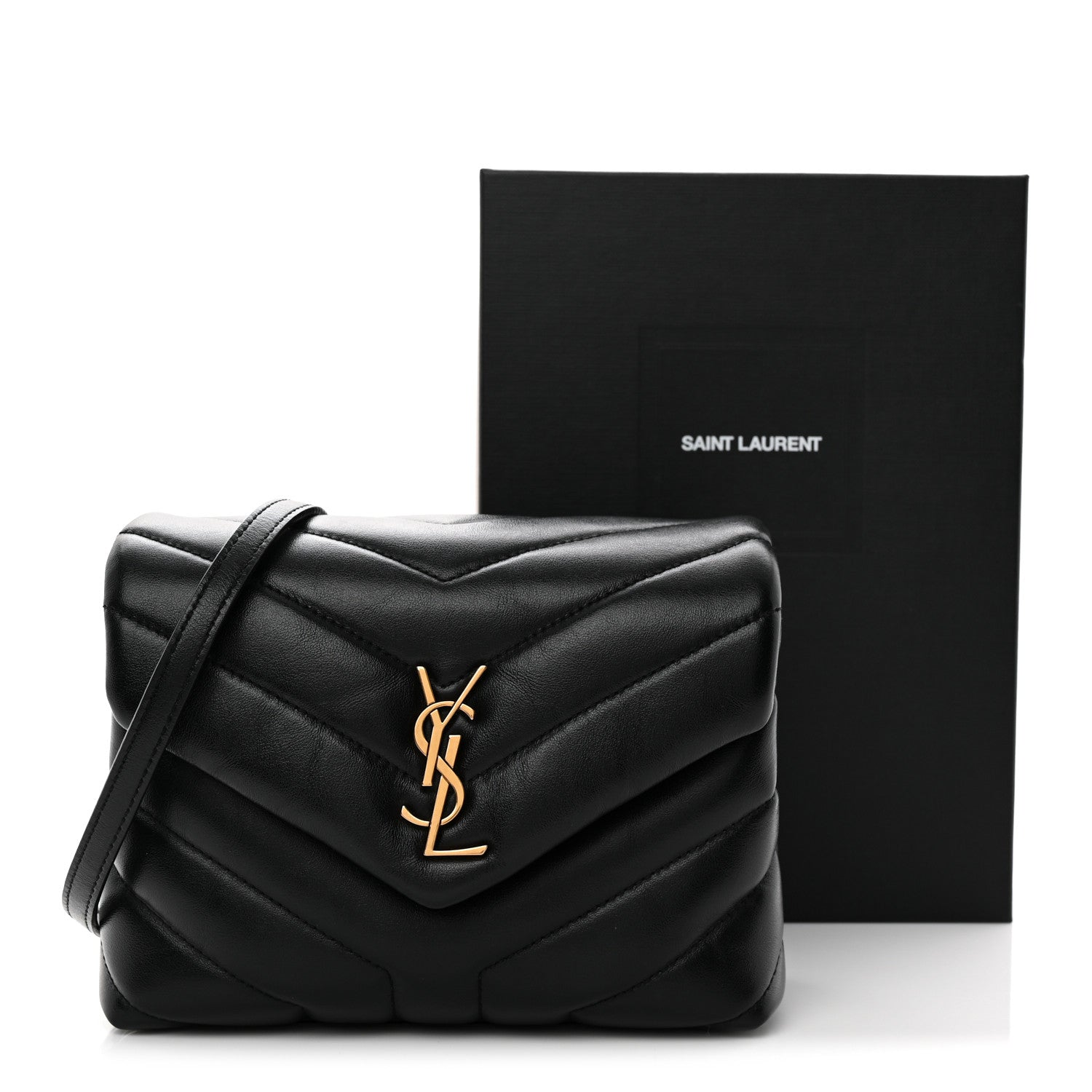 Saint Laurent Calfskin Y Quilted Monogram Toy Loulou Crossbody Bag Black 12 of 12