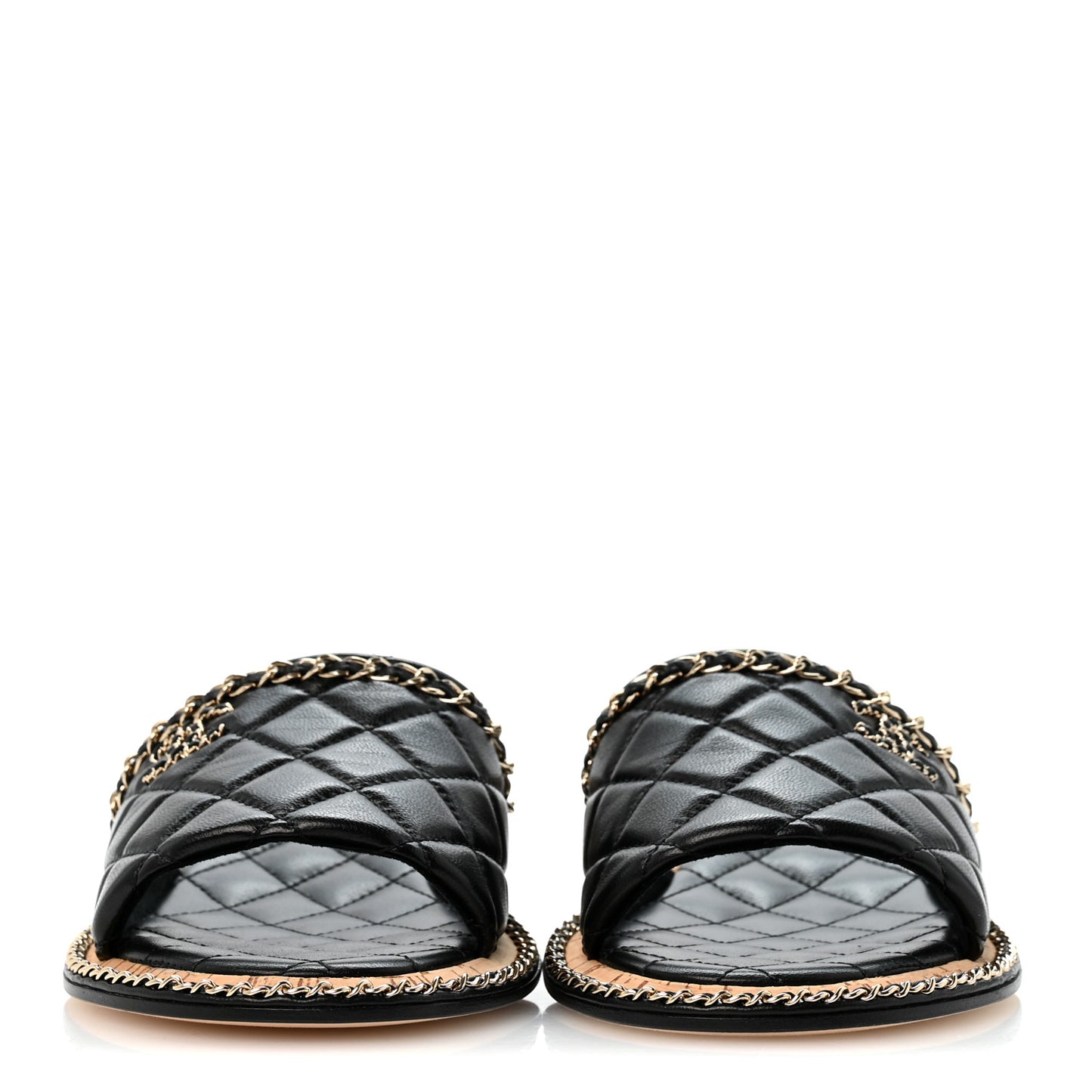 Lambskin Quilted Chain CC Mules 39 Black