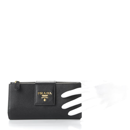 Prada Saffiano Metal Medium Wallet Black 2 of 7