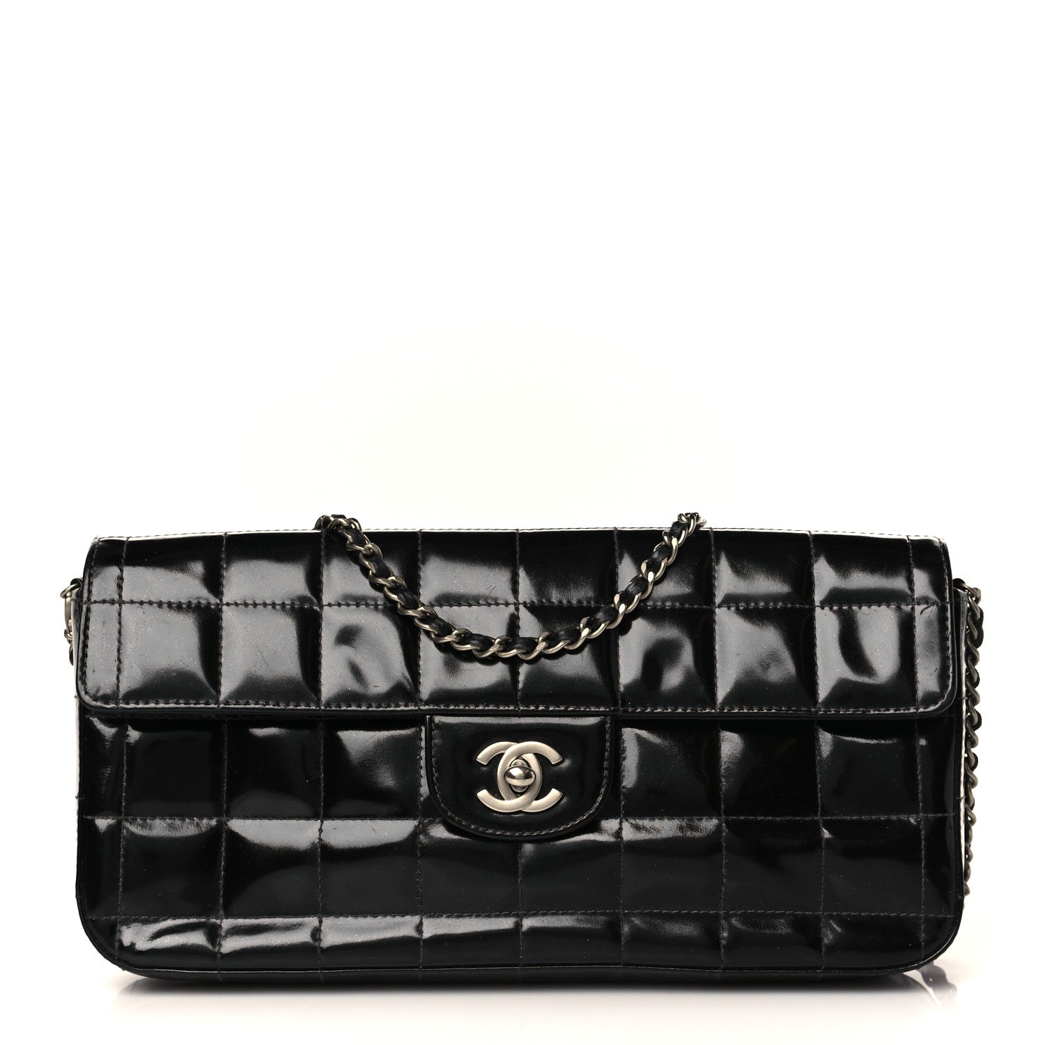 Chanel Patent Quilted East West Chocolate Bar Flap Black 1 of 9