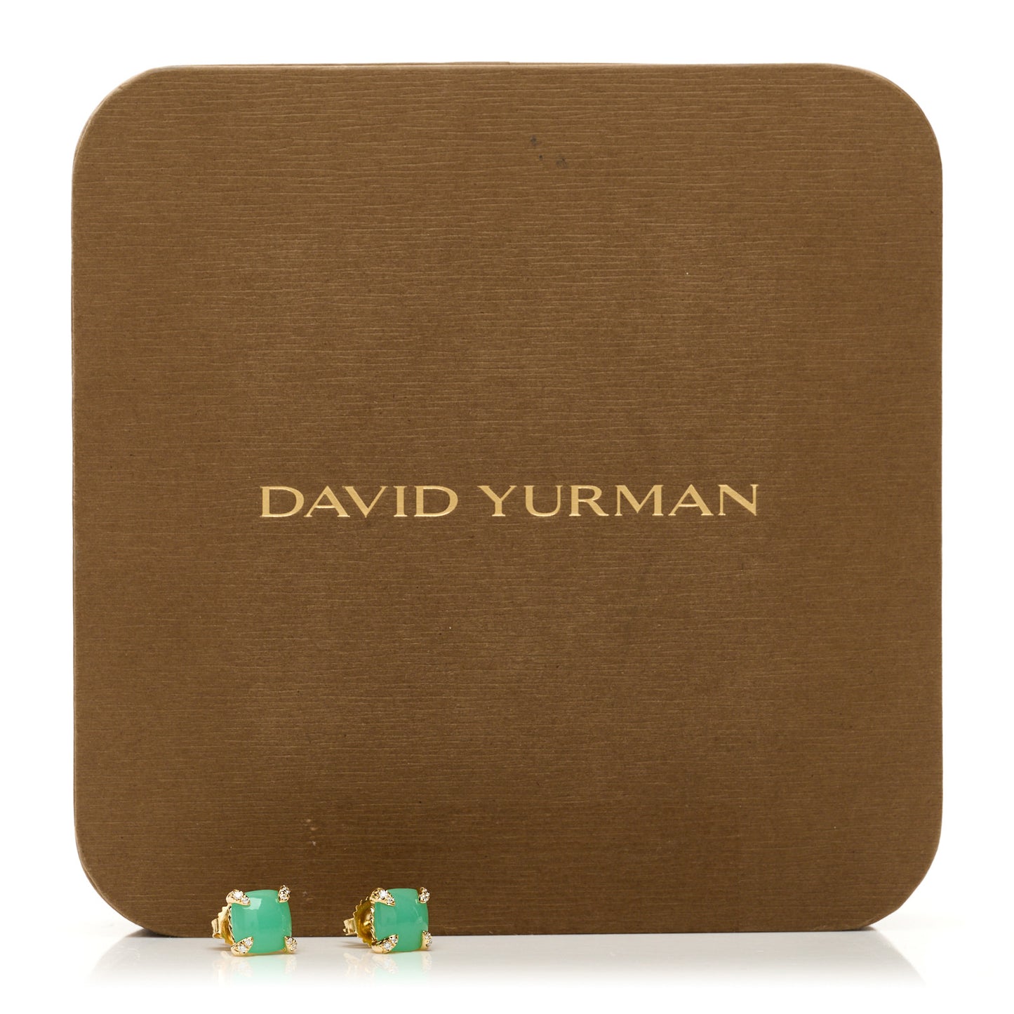 18K Yellow Gold Diamond Chrysoprase 8mm Chatelaine Earrings