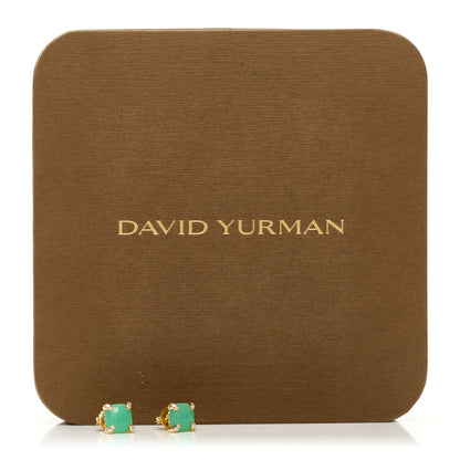 David Yurman 18K Yellow Gold Diamond Chrysoprase 8mm Chatelaine Earrings 5 of 5