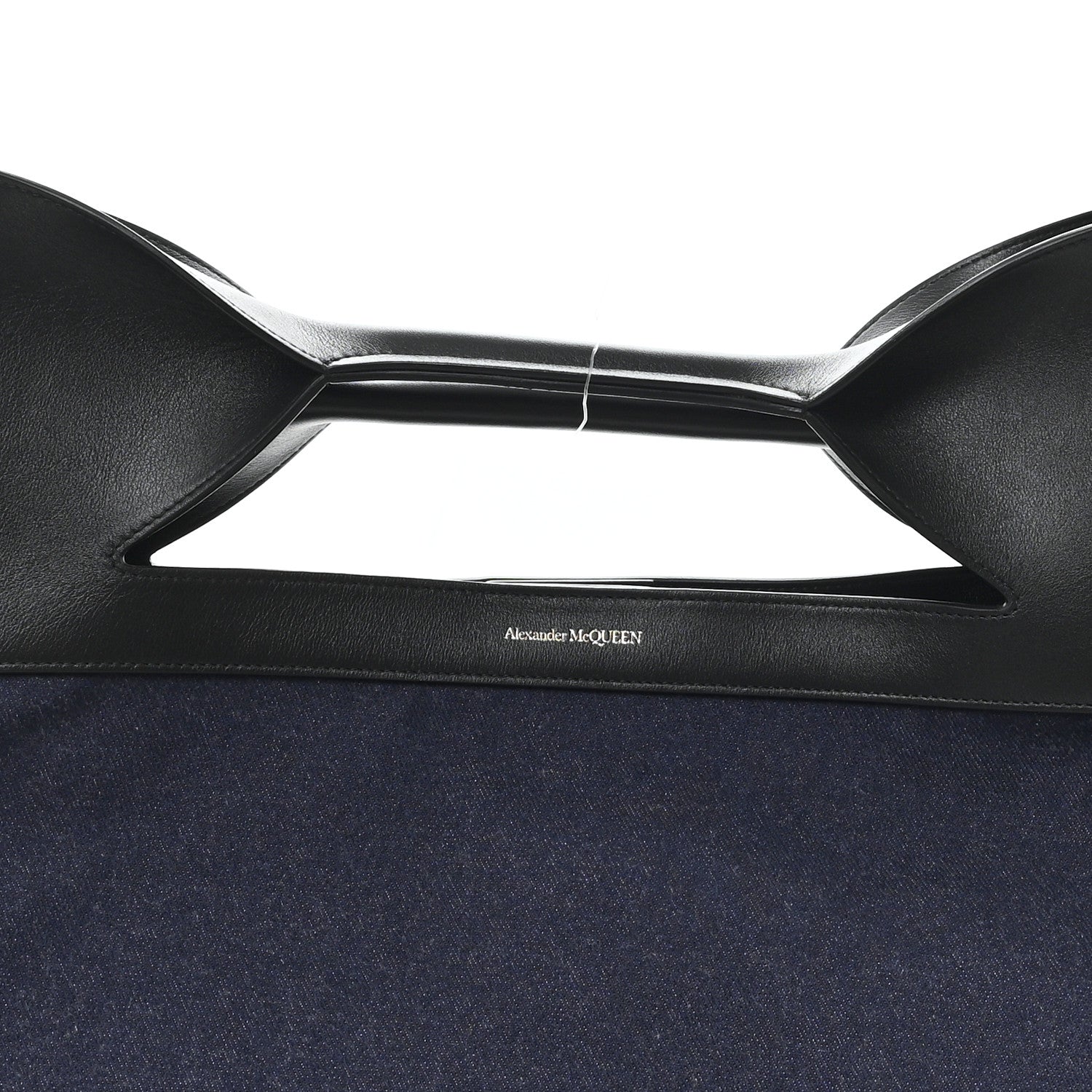 Alexander McQueen Calfskin Denim Large The Bow Bag Blue Black