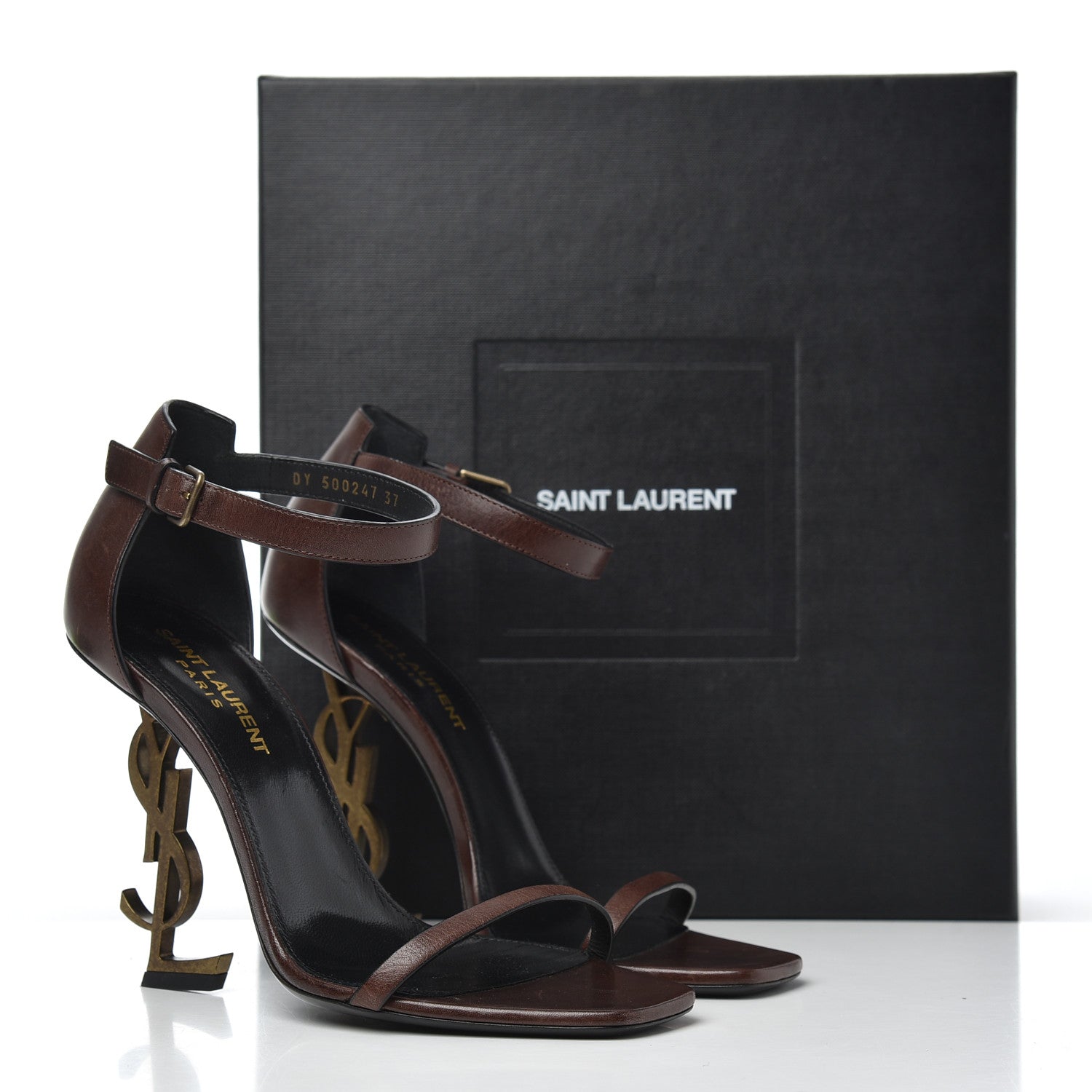 Saint Laurent Calfskin Opyum Sandals 37 Brown 16 of 16