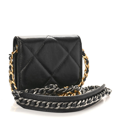Chanel Lambskin Quilted Chanel 19 Flap Coin Purse With Chain Black 3 of 10