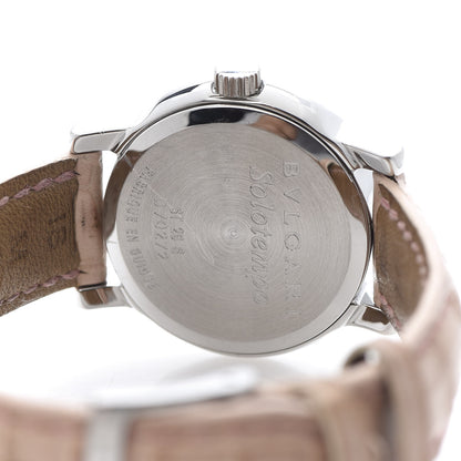 Bulgari Stainless Steel Alligator 29mm Solotempo Quartz Watch Pink 5 of 5
