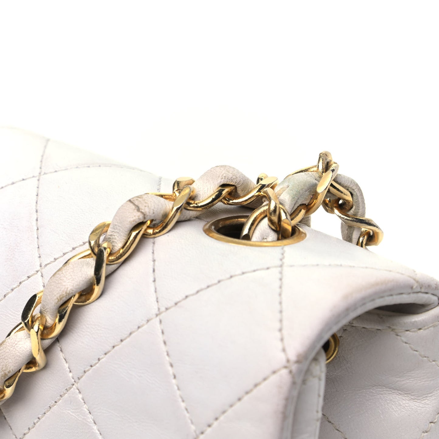 Lambskin Quilted Small Single Flap White