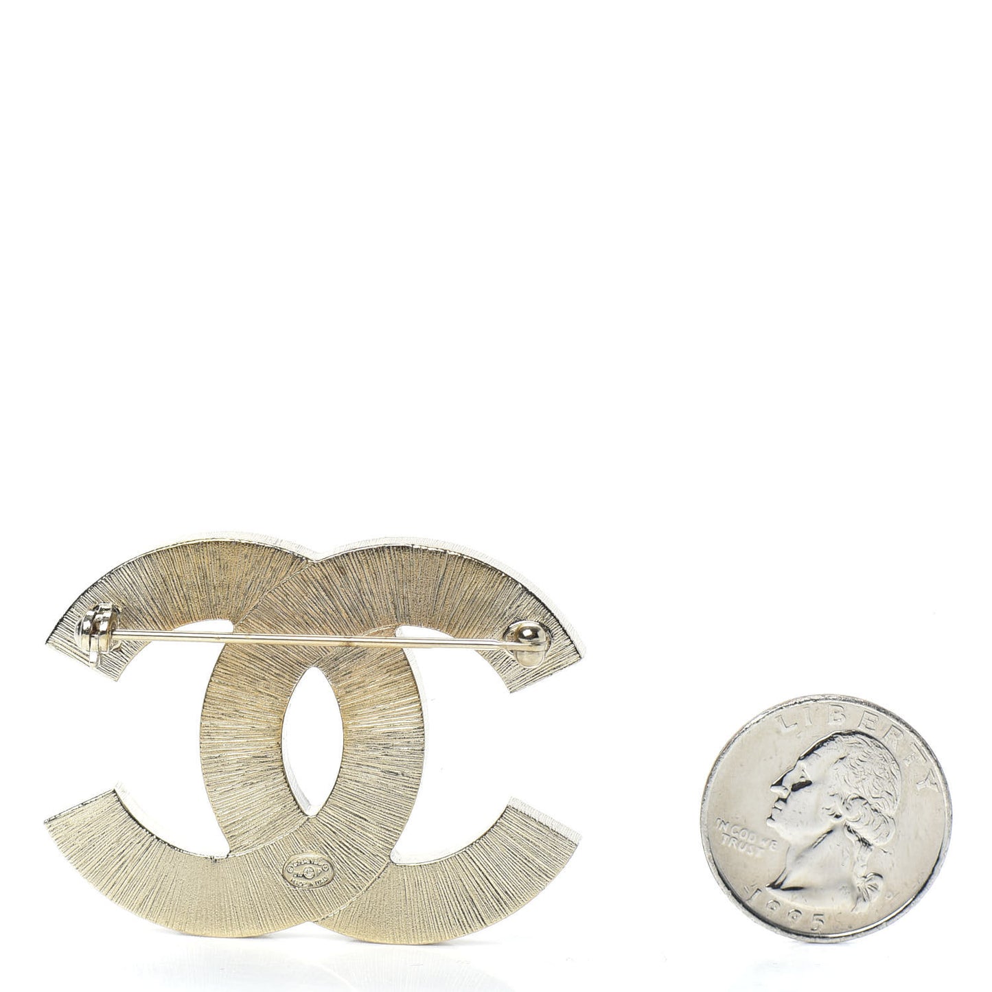 Metal Quilted CC Brooch Silver Gold