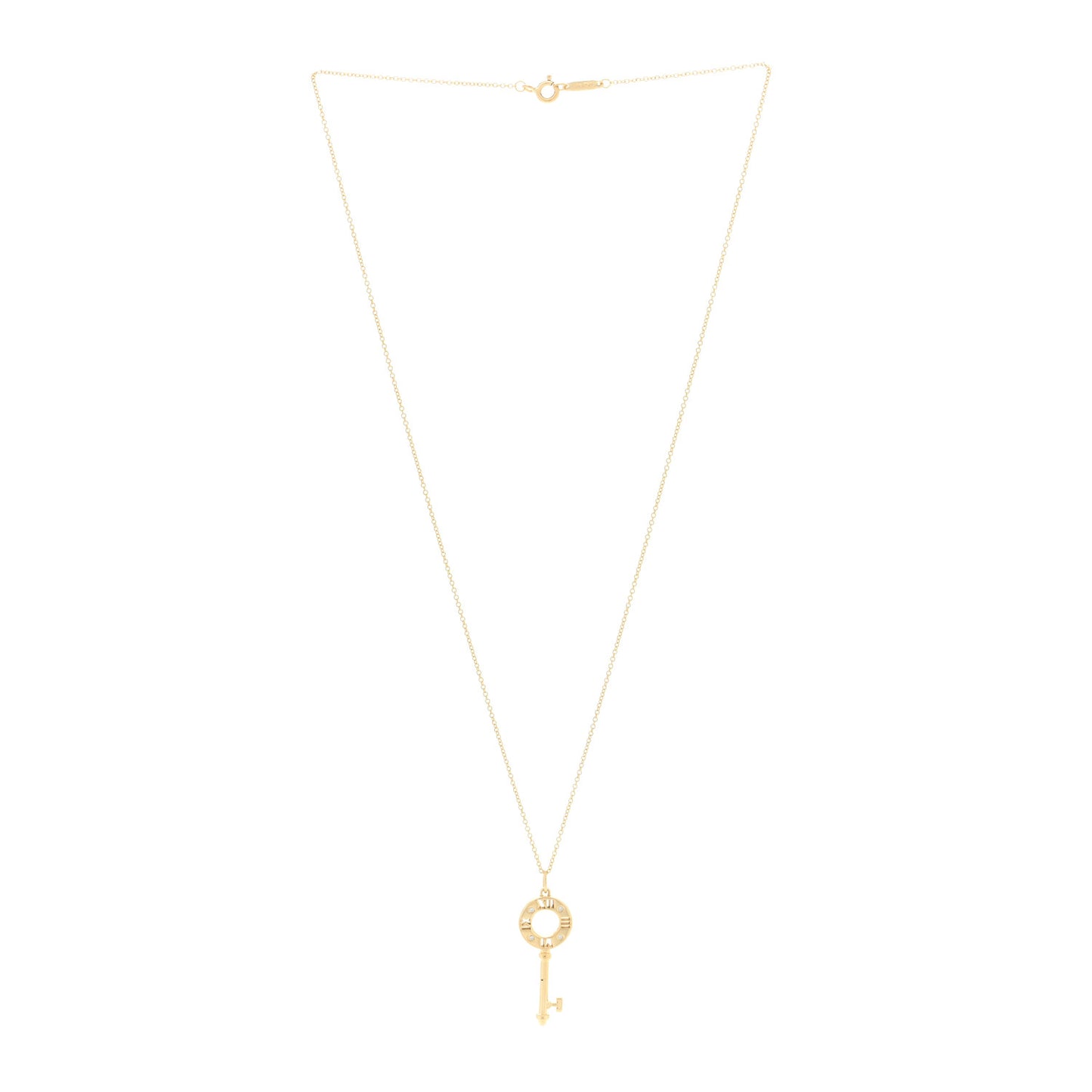 18K Yellow Gold Diamond Atlas Pierced Key Pendant Necklace