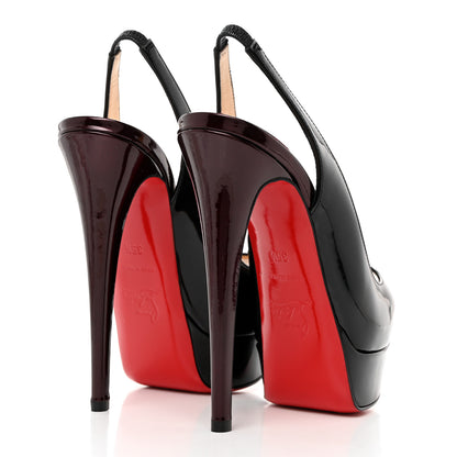 Christian Louboutin Patent Lady Peep Sling 150 Pumps 35.5 Black 4 of 8