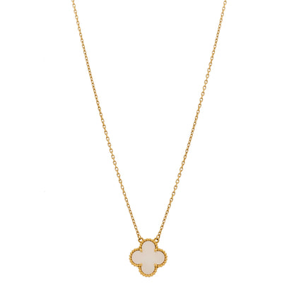 Van Cleef & Arpels 18K Yellow Gold Mother of Pearl Vintage Alhambra Pendant Necklace 1 of 5