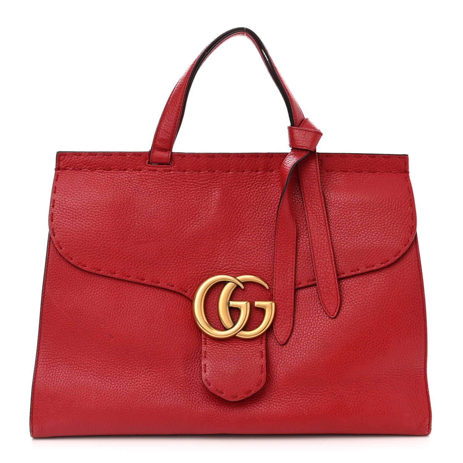 Gucci Calfskin Medium GG Marmont Top Handle Bag Vulcanic Red 1 of 18