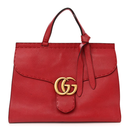Gucci Calfskin Medium GG Marmont Top Handle Bag Vulcanic Red 1 of 18