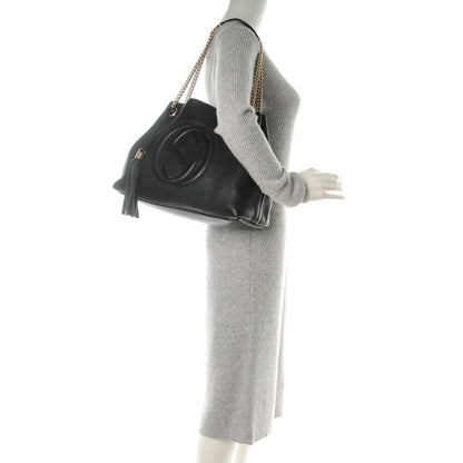 Gucci Pebbled Calfskin Medium Soho Chain Shoulder Bag Black 2 of 8