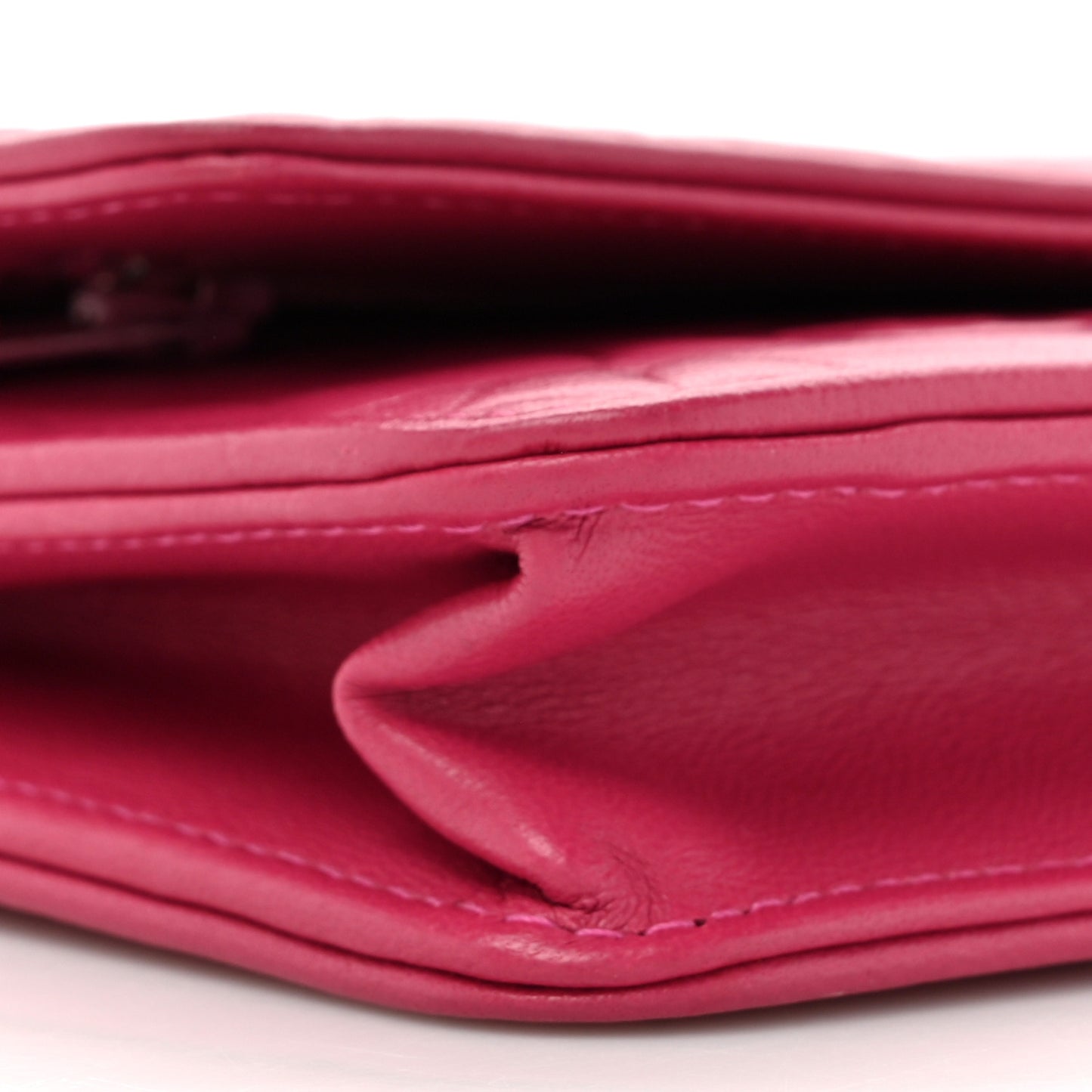 Lambskin Camellia Embossed Wallet on Chain WOC Pink