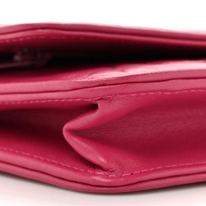 Chanel Lambskin Camellia Embossed Wallet on Chain WOC Pink 11 of 14