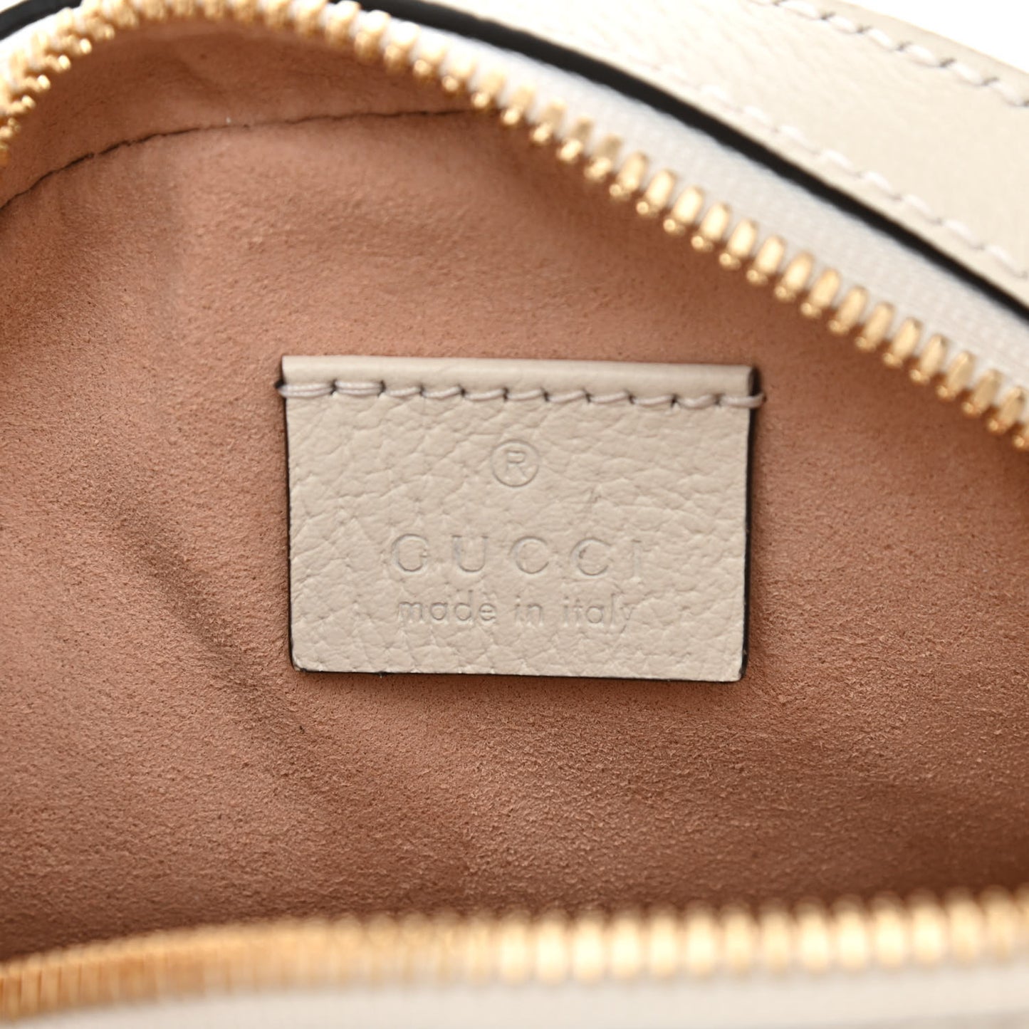 Textured Calfskin Web Mini Ophidia Round Shoulder Bag Mystic White