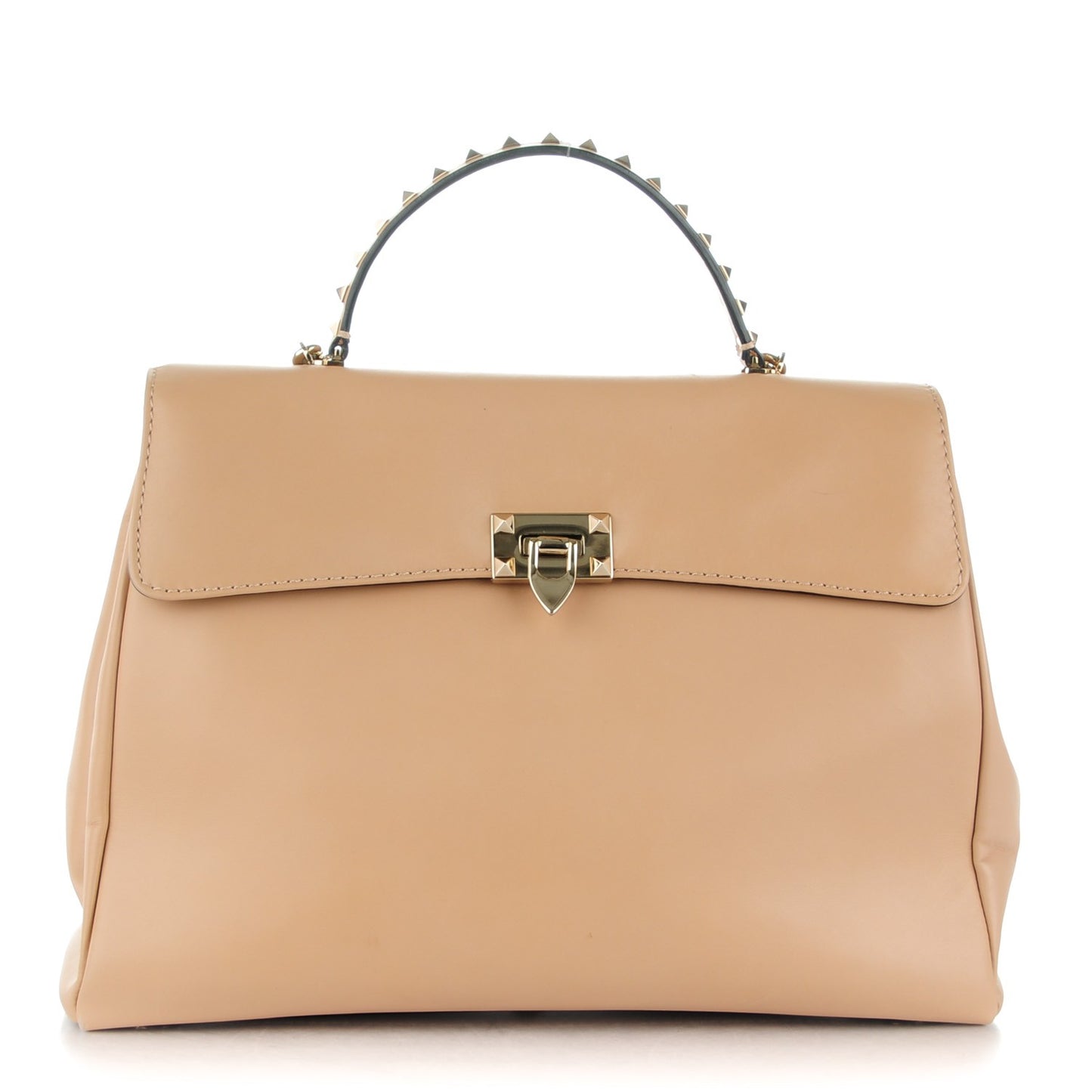 Vitello Large Rockstud Flap Satchel Poudre