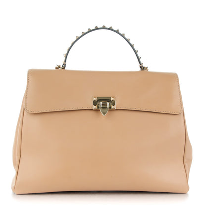 Valentino Garavani Vitello Large Rockstud Flap Satchel Poudre 1 of 8