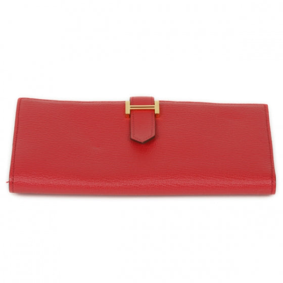 Hermes Chevre Bearn Wallet w Gusset Vermillion Red 3 of 13