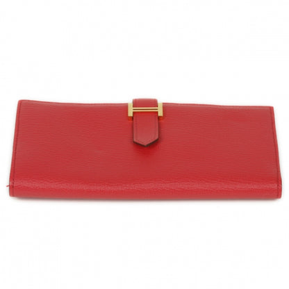 Hermes Chevre Bearn Wallet w Gusset Vermillion Red 3 of 13