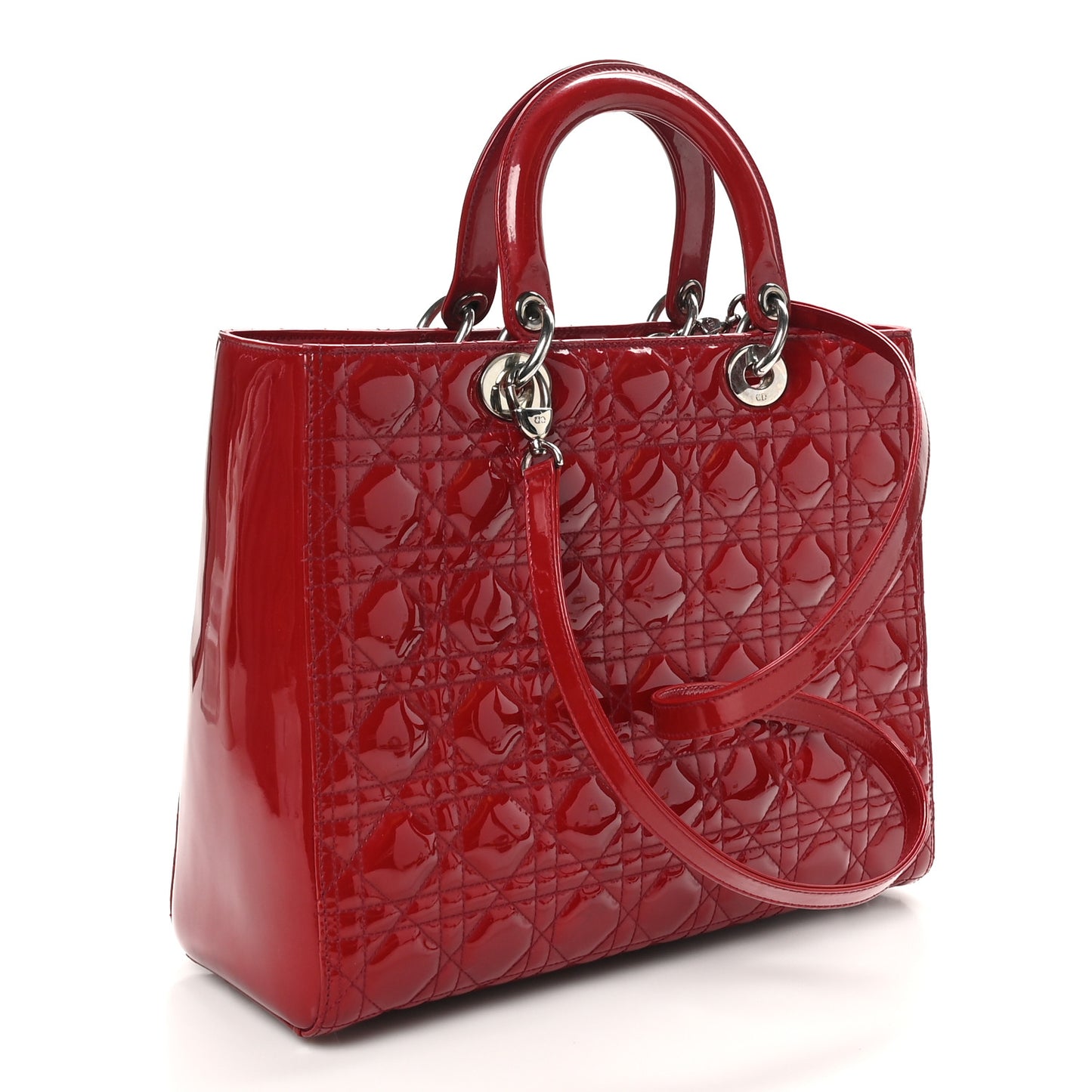 Patent Cannage Large Lady Dior Fuchsia