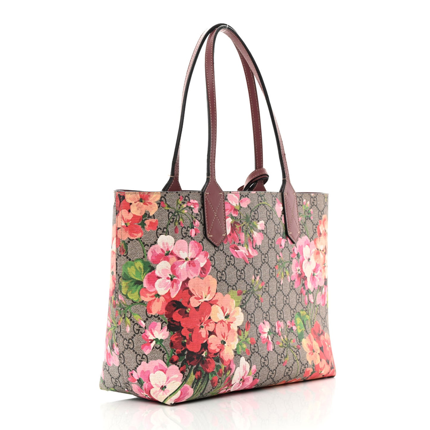 GG Supreme Monogram Blooms Medium Reversible Tote Beige Multicolor Dry Rose